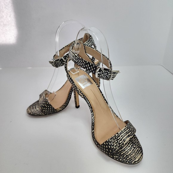 Dolce Vita Snakeskin Embossed Leather Strappy Heel Sandals Size 6 1/2 - Picture 9 of 10